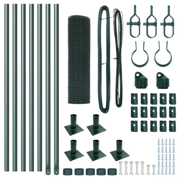 3352395_4.jpg vidaXL Zvárané Pletivo s 7 Hranatými Stĺpikmi Zelené 0.6x10 m Oceľ – Obrázok 4