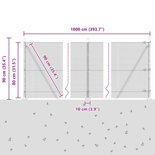 vidaXL Zelený zváraný drôtový plot s 7 prírubovými stĺpmi 0,8x10 m ocele – Obrázok 13