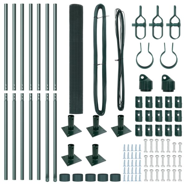 vidaXL Zelená súprava stĺpov pletiva 2 ks Zelená Kov 10 x 1 m Trvácna – Obrázok 4