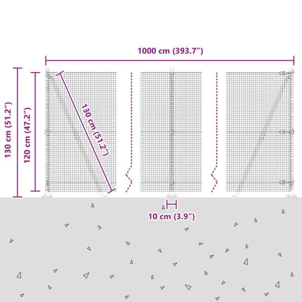 3352406_13.jpg vidaXL Zváraná drôtová ohrada so 7 stĺpikmi Zelená 1,2x10 m Oceľ – Obrázok 13