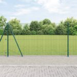 vidaXL Zelená zváraná drôtená ohrada so 7 stĺpikmi a ložiskami 1.2x10 m