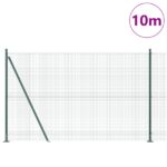 vidaXL Zváraná drôtová sieť s 7 príchytkami Zelená 1.4x10 m Oceľ – Obrázok 3