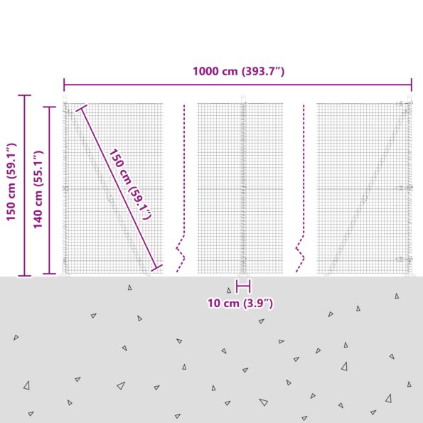 vidaXL Zváraný drôtený plot s 7 flanžovanými stĺpmi Zelený 1.4x10 m Oceľ – Obrázok 13