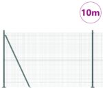 vidaXL Zvárané drôtené oplotenie so 7 základovými stĺpmi Zelené 1.5x10 m Ocel – Obrázok 3