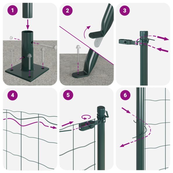 vidaXL Zvárané pletivo so 7 prídavnými stĺpmi Zelené 1.6x10 m Ocelové – Obrázok 12