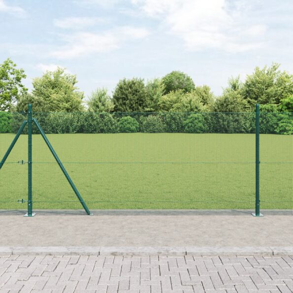 3352431_1.jpg vidaXL zváraný drôtený plot s 13 flángovými stĺpikmi Zelený 0.8x25 m Oceľ – Obrázok 1