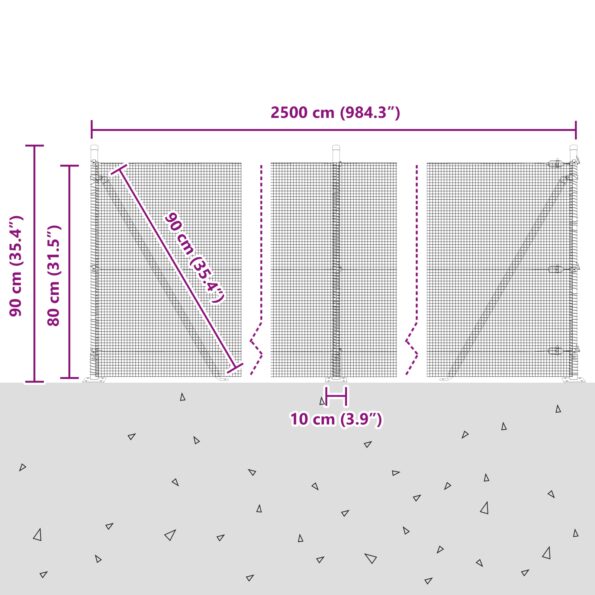 3352431_13.jpg vidaXL zváraný drôtený plot s 13 flángovými stĺpikmi Zelený 0.8x25 m Oceľ – Obrázok 13