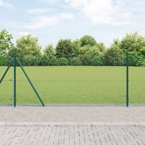3352432_1.jpg vidaXL Zvarový drôtový plot s 13 stĺpikmi so zaoblenými okrajmi Zelený 0.8x25 m Oceľ – Obrázok 1