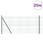 vidaXL Zvarový drôtový plot s 13 stĺpikmi so zaoblenými okrajmi Zelený 0.8x25 m Oceľ – Obrázok 3