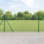 vidaXL Zváraný drôtený plot s 13 podložkovými stĺpmi Zelený 0.8x25 m Oceľ