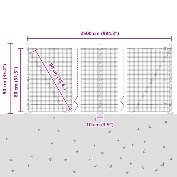 3352433_13.jpg vidaXL Zváraný drôtený plot s 13 podložkovými stĺpmi Zelený 0.8x25 m Oceľ – Obrázok 13
