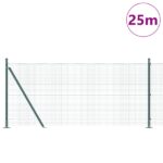 vidaXL Zváraný drôtený plot s 13 podložkovými stĺpmi Zelený 0.8x25 m Oceľ – Obrázok 3