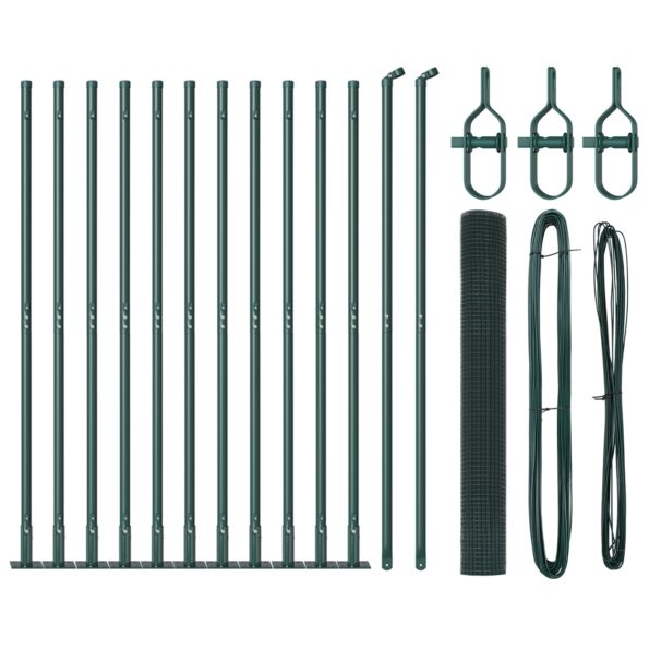 vidaXL Zelená súprava stĺpikov na plot Sada 2 Zelená Kov 25 x 1 m – Obrázok 2