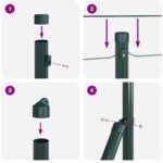 vidaXL Zvárané kovové oplotenie s 13 flanged stĺpmi zelené 1x25 m oceľ – Obrázok 11