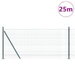 vidaXL Zvárané kovové oplotenie s 13 flanged stĺpmi zelené 1x25 m oceľ – Obrázok 3