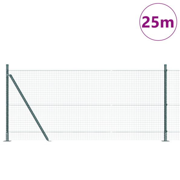 3352438_3.jpg vidaXL Zvárané kovové oplotenie s 13 flanged stĺpmi zelené 1x25 m oceľ – Obrázok 3