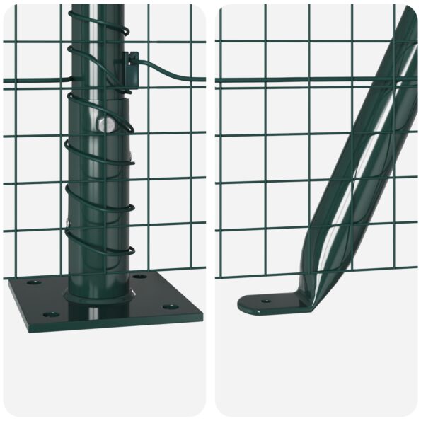 3352438_8.jpg vidaXL Zvárané kovové oplotenie s 13 flanged stĺpmi zelené 1x25 m oceľ – Obrázok 8