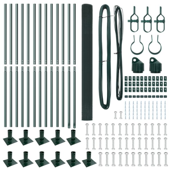 vidaXL Zelený zváraný drôtený plot s 13 stĺpmi s rozšírenou základňou 1.4x25 m z ocele – Obrázok 4