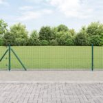 vidaXL Zvárané drôtové ohradzenie s 13 flanskovými stĺpmi zelené 0.4x50 m oceľ