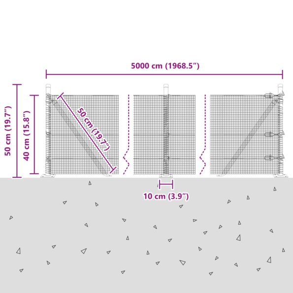 3352454_13.jpg vidaXL Zvárané drôtové ohradzenie s 13 flanskovými stĺpmi zelené 0.4x50 m oceľ – Obrázok 13