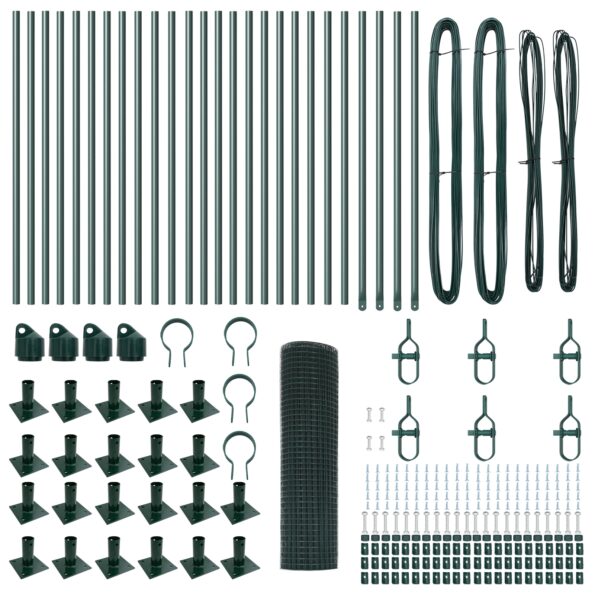 vidaXL Zváraný drôtený plot s 13 prírubovými stĺpmi Zelený 0.8x50 m Oceľ – Obrázok 4