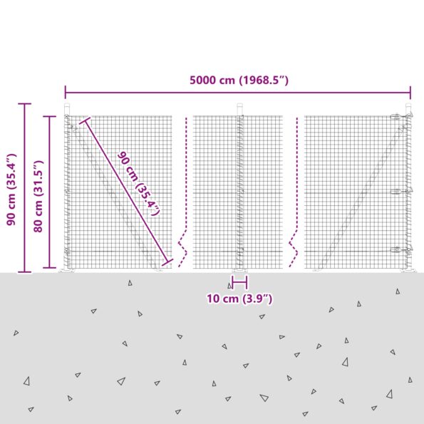 vidaXL Zváraná drôtová ohrada s 13 prírubovými stĺpmi Zelená 0.8x50 m Ocel – Obrázok 13