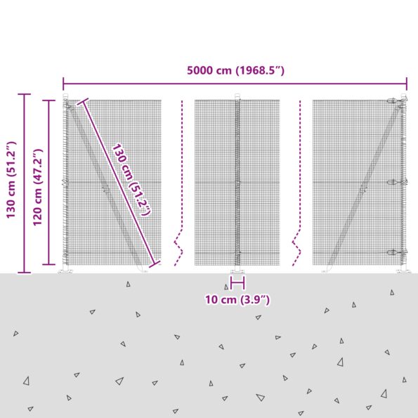 vidaXL Zelený zváraný drôtený plot s 13 plochými stĺpmi 1,2x50 m – Obrázok 13