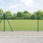 vidaXL Zvárané drôtené oplotenie so 13 zúbkovanými stĺpmi Zelené 1,2x50 m Oceľ