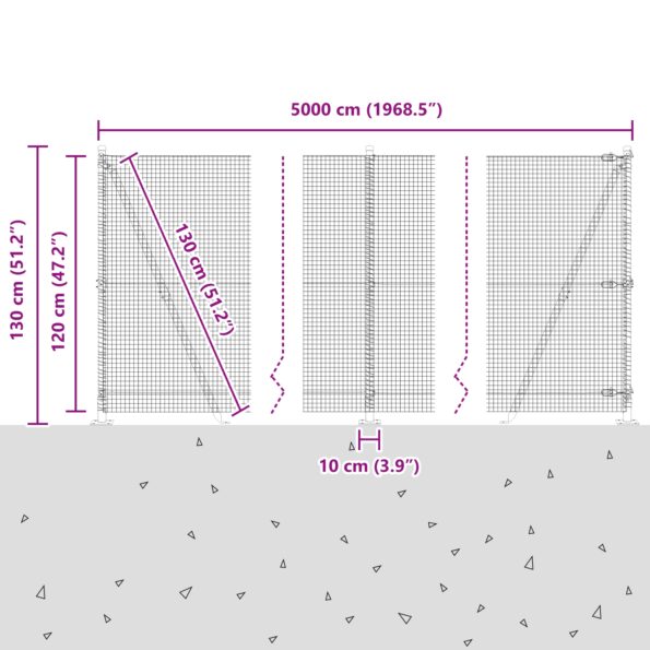 3352476_13.jpg vidaXL Zvárané drôtené oplotenie so 13 zúbkovanými stĺpmi Zelené 1,2x50 m Oceľ – Obrázok 13