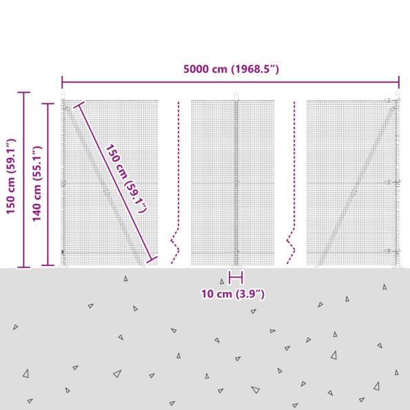 vidaXL Zváraný drôtený plot s 13 výbežkami Zelené 1.4x50 m Oceľ – Obrázok 13