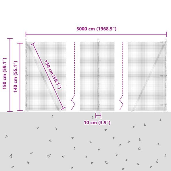 vidaXL zváraný drôtový plot s 13 sklápacími stĺpmi Zelený 1.4x50 m Oceľ – Obrázok 13
