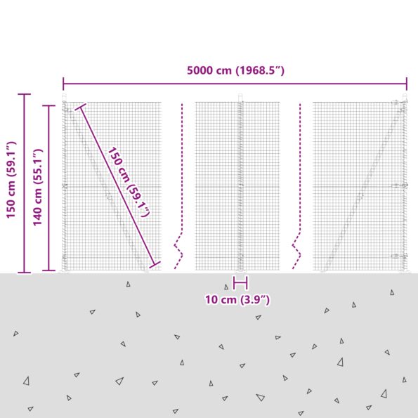 vidaXL zváraný drôtový plot s 13 prírubovými stĺpmi Zelený 1.4x50 m Oceľ – Obrázok 13