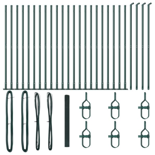 vidaXL zváraný drôtový plot s 13 prírubovými stĺpmi Zelený 1.4x50 m Oceľ – Obrázok 2