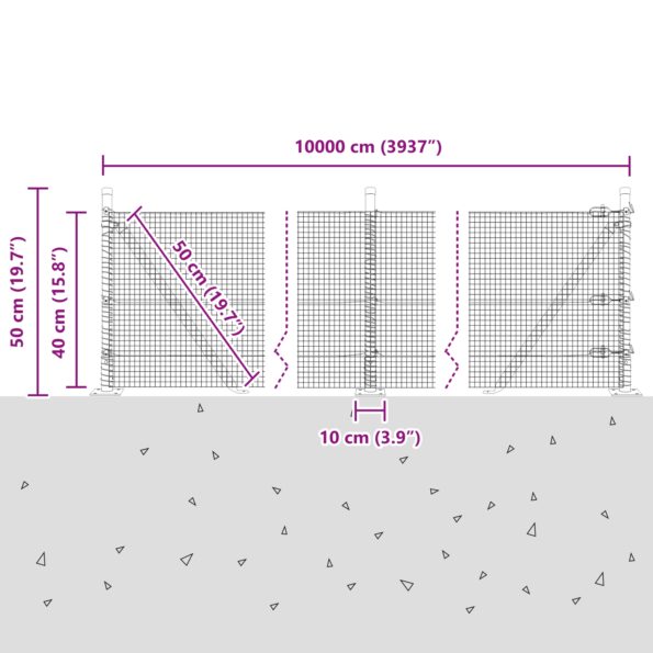 3352485_13.jpg vidaXL Zváraný drôtený plot s 13 prírubovými stĺpmi zelený 0.4x100 m kovový – Obrázok 13
