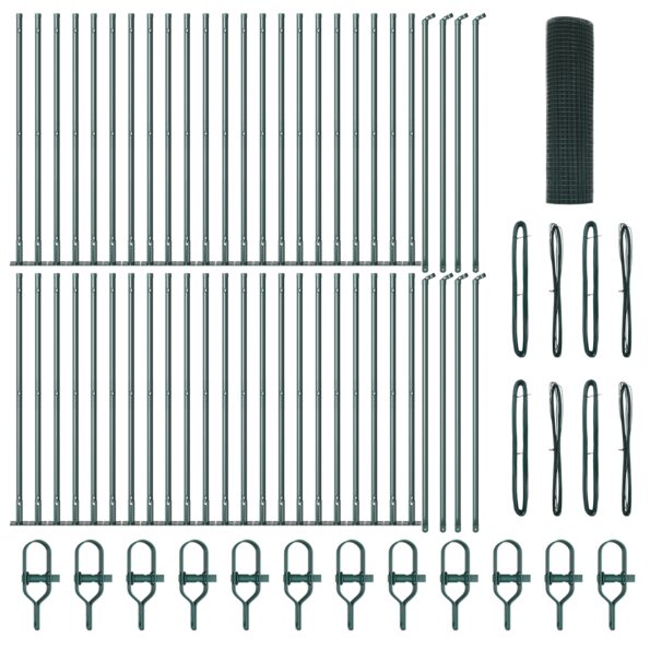 vidaXL zváraný drôtový plot s 13 vybranými stĺpikmi Zelený 0.4x100 m Oceľ – Obrázok 2