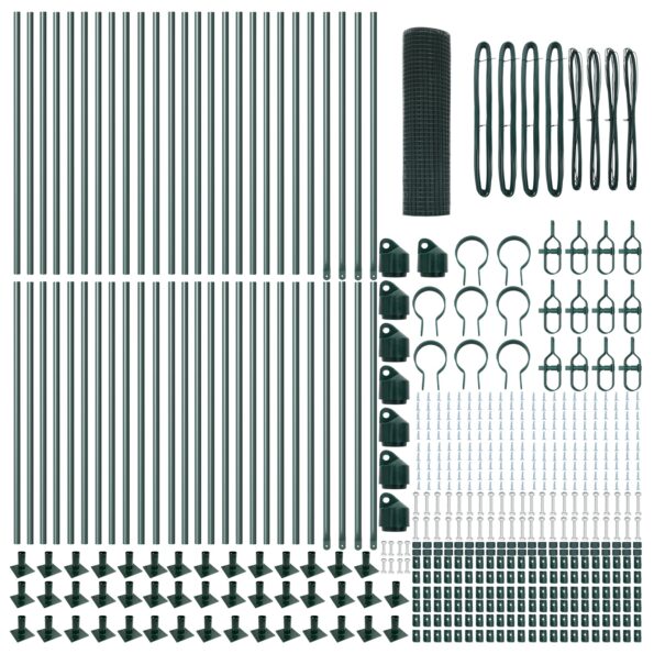 vidaXL Zvarovaný drôtený plot s 13 zúbkovanými stĺpikmi Zelený 0.8x100 m Oceľ – Obrázok 4