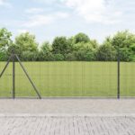 vidaXL Zváraný pletivový plot s 13 sploštenými stĺpmi sivý 1.5x25 m oceľ