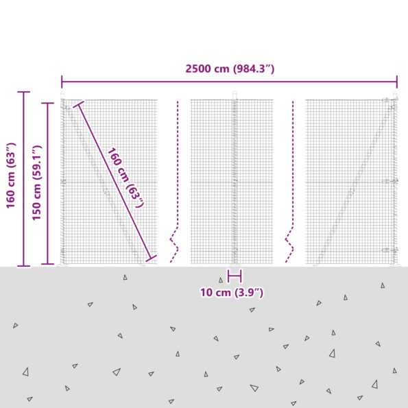 vidaXL Zváraný pletivový plot s 13 sploštenými stĺpmi sivý 1.5x25 m oceľ – Obrázok 13