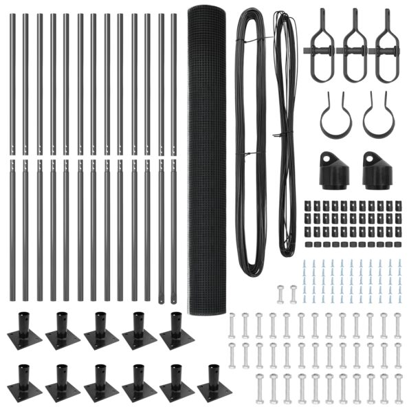 vidaXL Zváraný pletivový plot s 13 sploštenými stĺpmi sivý 1.5x25 m oceľ – Obrázok 4