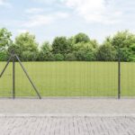 vidaXL zváraný pletivový plot s 13 prírubovými stĺpmi sivý 0.8x50 m oceľ