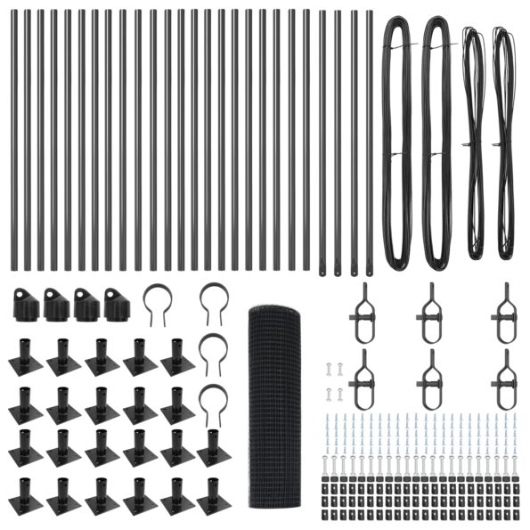vidaXL zváraný pletivový plot s 13 prírubovými stĺpmi sivý 0.8x50 m oceľ – Obrázok 4