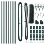 Hexagonálny plot vidaXL Zelený 0,6x10 m Oceľ, Plotové stĺpy vidaXL 7 ks Zelené Ø32 mm 100 cm Galvanizovaná oceľ – Obrázok 4