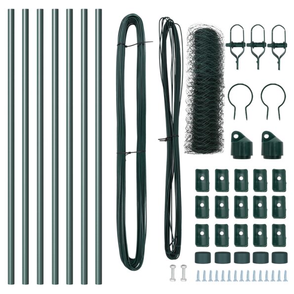 Hexagonálny plot vidaXL Zelený 0,6x10 m Oceľ, Plotové stĺpy vidaXL 7 ks Zelené Ø32 mm 100 cm Galvanizovaná oceľ – Obrázok 4