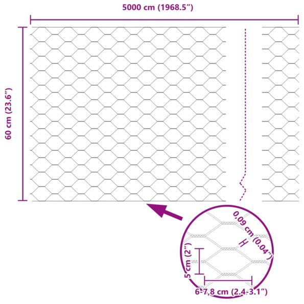 3352703_13.jpg vidaXL Hexagonálny plot Zelený 0.6x50 m Oceľ – Obrázok 13