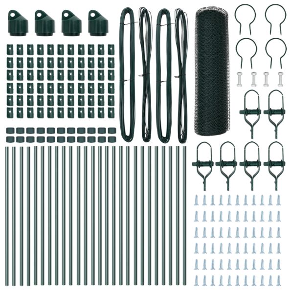 Hexagonálny plot vidaXL Zelený 0.8x50 m Oceľ, Rúry na plot vidaXL 13 ks Zelené Ø32 mm 120 cm Pozinkovaná oceľ – Obrázok 4