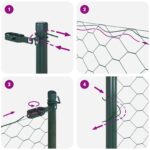 Hexagónová ohrada vidaXL Zelená 0.8x50 m Oceľ, Ohrady vidaXL 13 ks Zelené Ø32 mm 120 cm Pozinkovaná oceľ – Obrázok 11