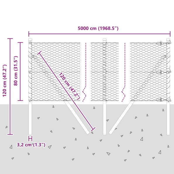 3352705_12.jpg Hexagónová ohrada vidaXL Zelená 0.8x50 m Oceľ, Ohrady vidaXL 13 ks Zelené Ø32 mm 120 cm Pozinkovaná oceľ – Obrázok 12