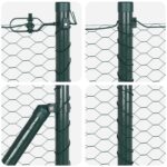 Hexagónová ohrada vidaXL Zelená 0.8x50 m Oceľ, Ohrady vidaXL 13 ks Zelené Ø32 mm 120 cm Pozinkovaná oceľ – Obrázok 7