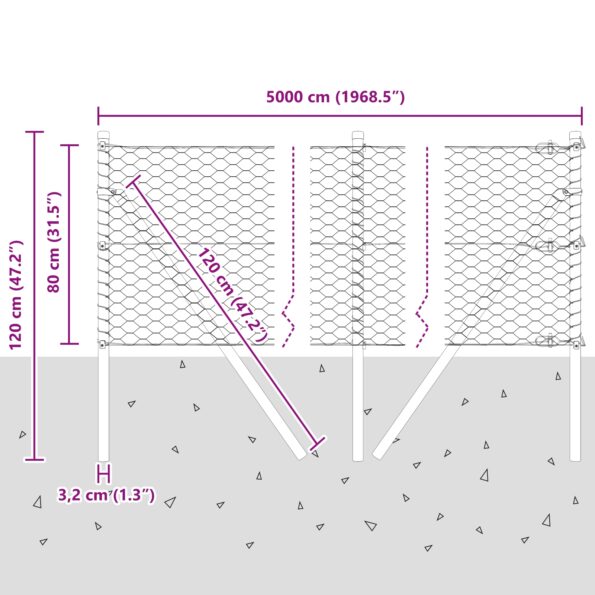 3352706_12.jpg vidaXL Hexagonálne oplotenie Zelené 0.8x50 m Oceľ – Obrázok 12