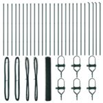 Hexagonálny plot vidaXL Zelený 1x50 m Oceľ, Plotové stĺpiky vidaXL 13 ks Zelené Ø32 mm 150 cm Pozinkovaná oceľ – Obrázok 2